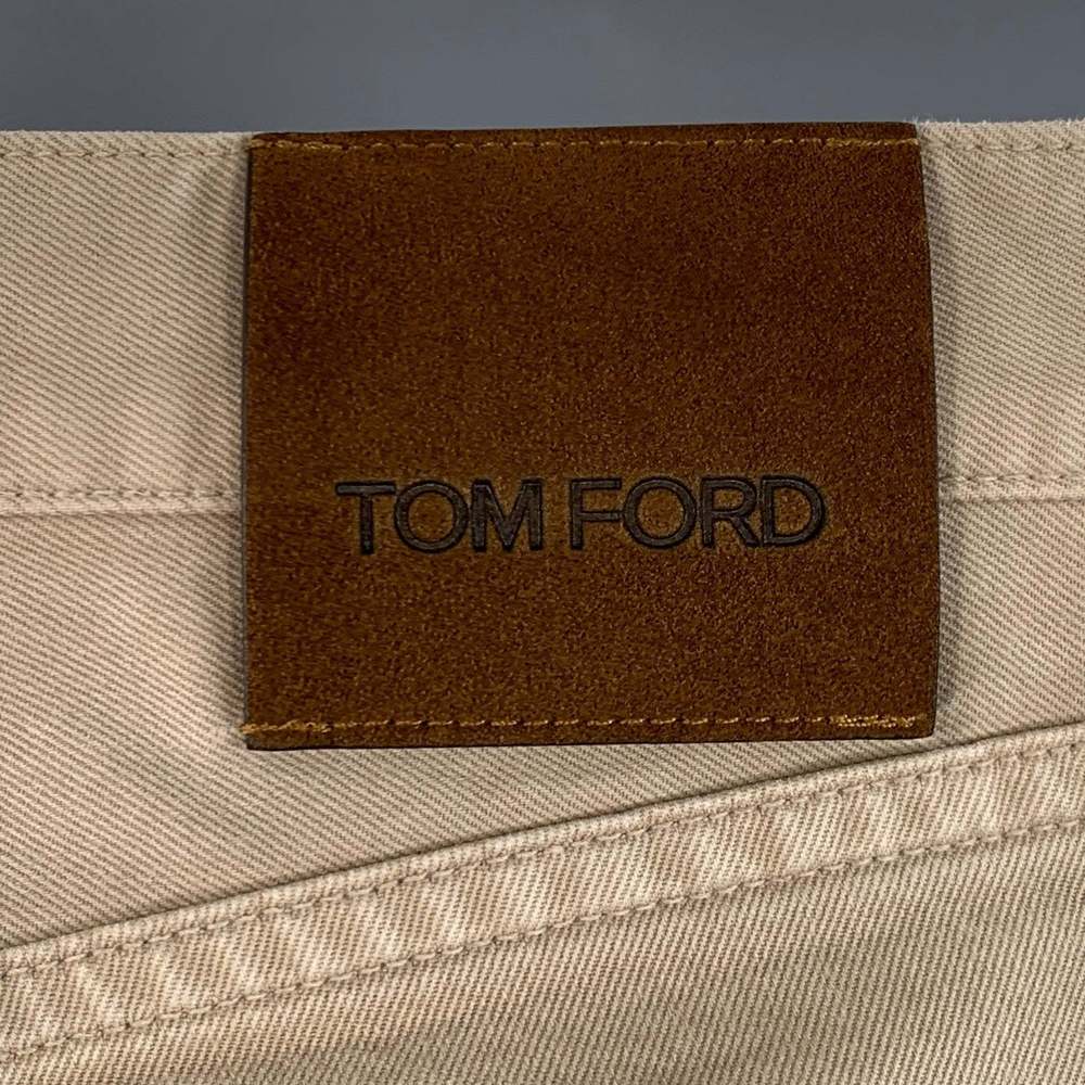 TOM FORD Khaki Cotton Blend Twill Button Fly Jeans - Picture 3 of 7
